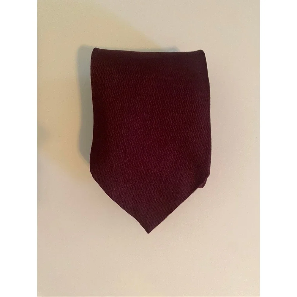 T.K.S. for Nordstrom Mens Burgundy Silk Wavy Textured Weave Necktie Neck Tie